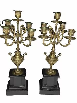 Vintage Italian Pair Of 5 Candle 4 Arm Candelabras On Base 17” • $89.99