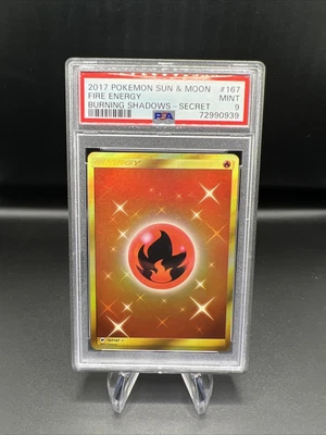 $29.50 • Buy Fire Energy #167 Secret Rare Gold Pokemon Burning Shadows PSA 9