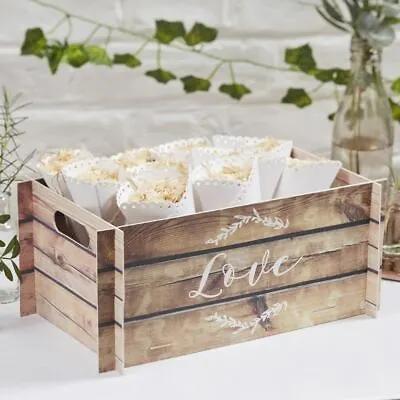 £8.95 • Buy Wooden Effect Crate | Confetti Holder Wedding Card Box Sweet Holder Favours Gift