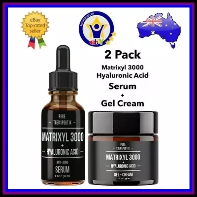 2Pk Hyaluronic Acid + Matrixyl 3000 Peptide Face & Eye Wrinkle Serum + Gel Cream • $55.42