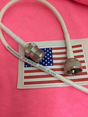 VHF Marine Radio 3 Ft Coaxial Antenna Cable Extension For Boats MADE IN US • $10.95