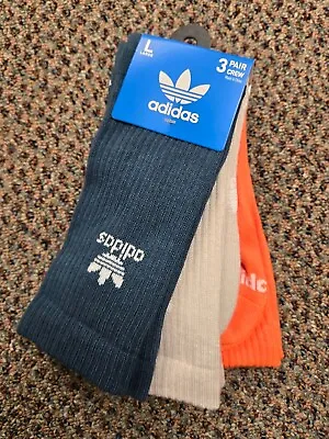 Adidas Trefoil Crew Socks 3 Pairs - Navy / Crew Yellow / Beige (Unisex) GC3358 • $22.95