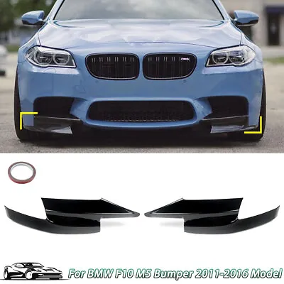 Pair Glossy Black Front Bumper Lip Corner Splitter For BMW F10 M5 Only 2010-2016 • $55.78