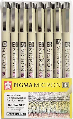 Micron Pen Set 05 (.45Mm) Micron Pen 8 Count Micron Pens Assorted Colors Drawi • $15.28