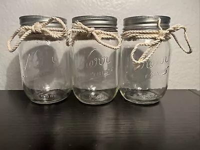 Lot Of (3) Vintage Kerr Self Sealing Clear Glass Mason Jar Pint Size • $15