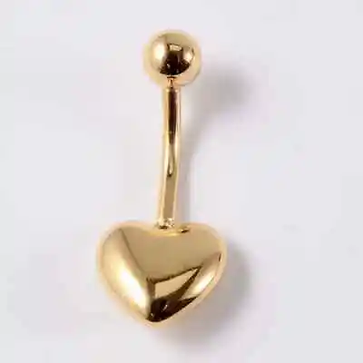 14Gauge Heart Shape Belly Button Ring 14K Yellow Gold Over Body Piercing (1 PC) • $144.99
