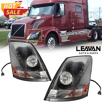 For Volvo VNL 2004-2017 Semi Truck Black Projector Halogen Headlight Set Pair • $235.99