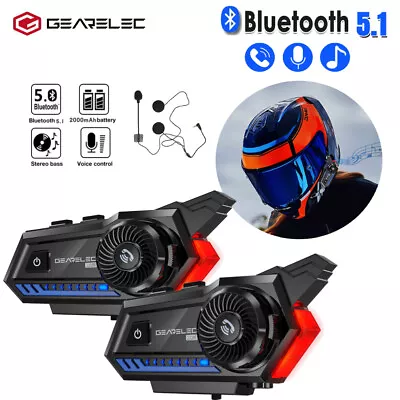 2PCS Motorcycle Helmet Headset Wireless Bluetooth Headphone Speaker Hands-Free • $36.54