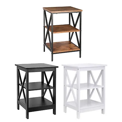 24 Inch Side End Table With Storage Shelf Sofa Table X-Design Black/White/Brown • $35.58