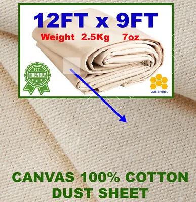 Heavy Duty Premium Quality Cotton Canvas Dust Sheets -12ft X 9ft • £12.88