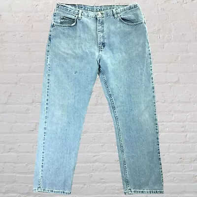 Wrangler Jeans Distressed Blue Mens Denim Size 38 X 32 (38 X 31) • $13