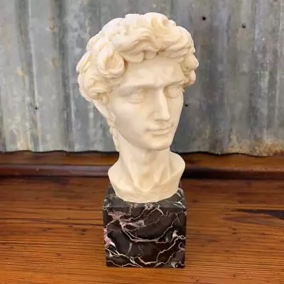 Vintage DAVID White Sculpture Marble Base 9  Tall In Style Of G. RUGGERI Italy • $25