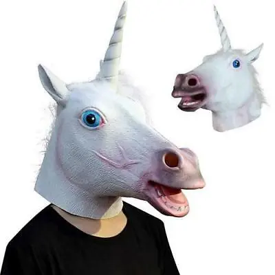 £6.89 • Buy Unicorn Latex Mask Horse Head Animal HeadCreepy Halloween Costume Theater Party