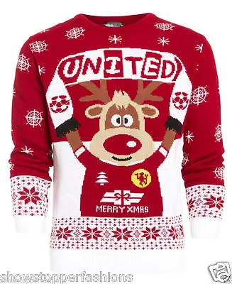 £18.95 • Buy Mens Christmas Jumper Xmas Knitted Rudedolf United Novelty Sweater New S M L XL