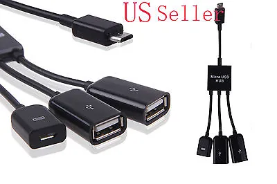 Dual Micro USB OTG Hub Host Adapter Cable For Samsung Galaxy Tab3 S4 S5 S3 • $7.98
