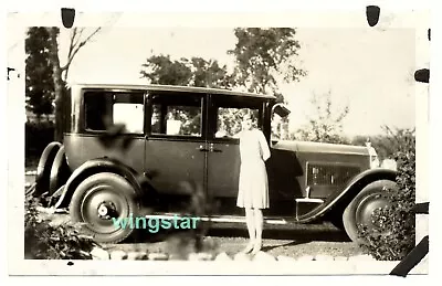 1920s Packard Car 1925-6 Sedan Woman Spare Tire Old Photo Vintage • $4.99