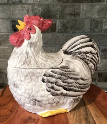 Vintage COOK’S CLUB Rooster Chicken Hen COOKIE JAR ~  Farmhouse Decor ~ • $39.99