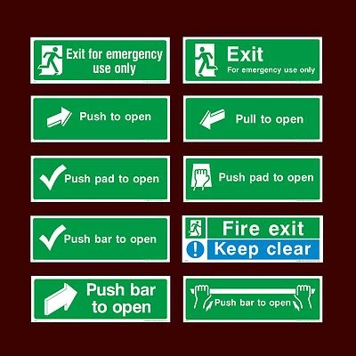 £1.49 • Buy Fire Exit / Push Bar / Emergency / Push Pad - Plastic Sign, Sticker - All Sizes