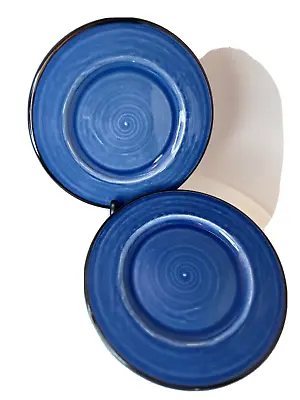 Varages Luberon Cobalt Blue W/Dark Banded Rim 8  Bread/Salad Plate S/2 • $11.99