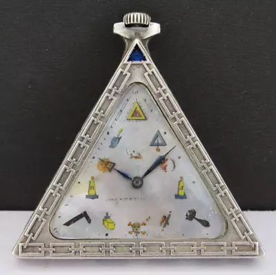 Antique Masonic Triangular Silver Pocket Watch • $1400