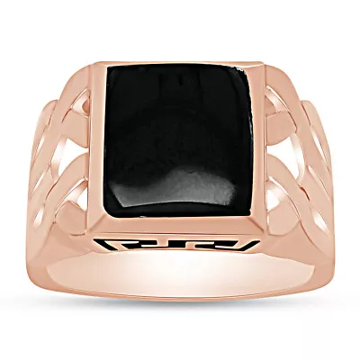 1 5/7 Ct Solitaire Ring Simulated Black Onyx 14k Rose Gold Plated Sterlg For Men • $69.29