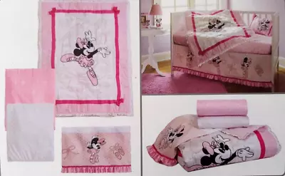 Disney Store Baby Minnie Mouse 4 Piece Nursery Crib Bedding Set  Pink • $199.90