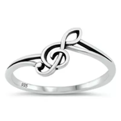 925 Sterling Silver Treble Clef Music Note Ring New Size 4-10 • $12.57