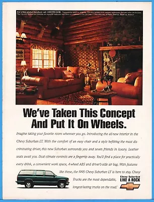 1995 Chevy Suburban LT Vintage Chevrolet Log Home Living Room Photo Print Ad • $9.44