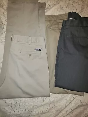 Men's Dress Pants Lot Of 3 Bauer 38 X 32 Lee Total Freedom 38 X 29 Dockers 38 X • $12