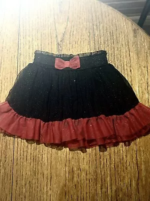Red And Black Tulle Disney Skirt/shorts Minnie Mouse Style 4t Glitter And Now • $10