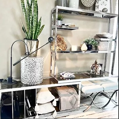 Milo Baughman Style DIA  Mid Century Chrome And Smoked Glass Etagere/Glass Shelf • $1270