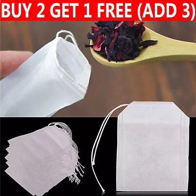 100 X Reusable  Muslin Drawstring Straining Tea Cooking Spice Filter Bag NEW • £4.91