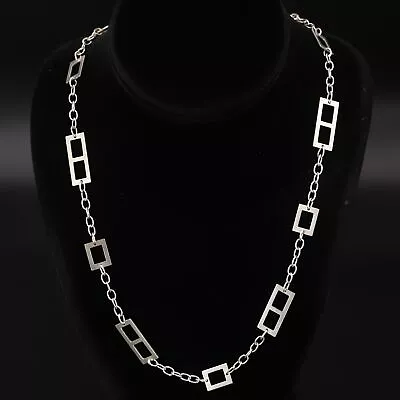 Sterling Silver - MODERNIST 10mm Rectangle Link 32  Cable Chain Necklace - 26.5g • $2.99