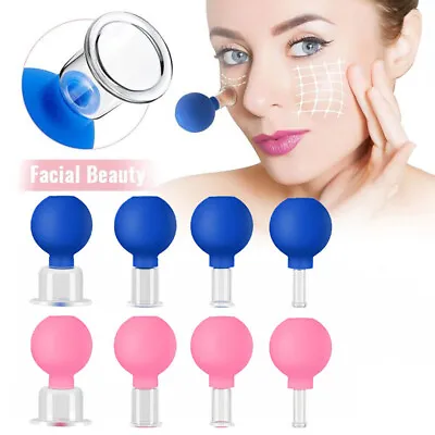 4Pcs/Set Silicone Cupping Vacuum Suction Lifting Facial Face Eyes Massage Cup UK • £12.99