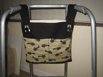 Mans Bag For Walking Frame/zimmer Frame 4 Pocket - Black / Army Vehicle • £11.50