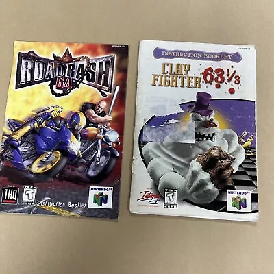 N64 Clay Fighter 63 1/3 Nintendo 64 Road Rash64 Manuals Only Lot Of 2 • $20