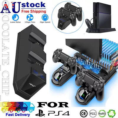 $15.99 • Buy For PS4/Pro/Slim Vertical Stand + Cooling Fan Controller Charging Dock Station