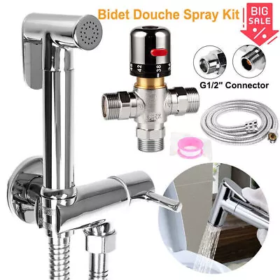 Thermostatic Mixer Bidets Valve Hand Held Douche Spray Kit Muslim Shattaf Shower • £14.95