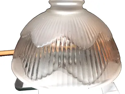 Lot Of 2 Vintage Frosted Tulip Ribbed Glass Shade Bell 2 1/2  Fitter 10-12 • $18.88