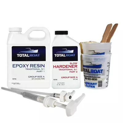 TotalBoat 5:1 Epoxy Resin Kit (Quart Slow Hardener) Marine Grade Epoxy For Fib • $94.91