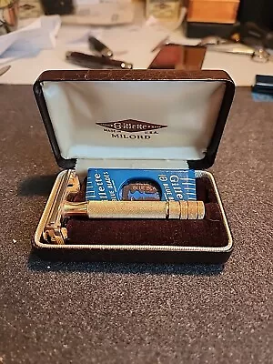 Vintage Gillette Milord Gold Plate Double Edge Safety Razor Original Box • $50