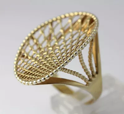 Sterling Silver Gold Plated Mesh Open Work Wide Band Fashion Ring GDT Turkey 9.5 • $33.05