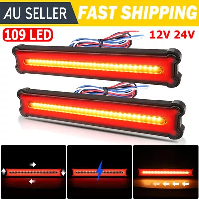 2X Tray Back Ute 109 LED Tail Lights Flowing Turn Signal Truck Trailer Rear Stop • $40.83