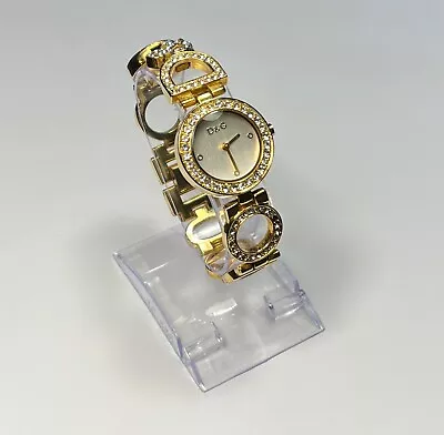 D&G Dolce & Gabbana Y2K Crystal Stone Gold Tone Bracelet Watch New Battery • $99.99