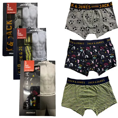£6.99 • Buy Mens Jack & Jones 3 Pack Boxer Shorts Underwear Trunks Branded Multi Pack Gift