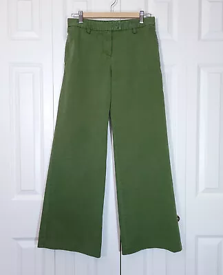 J. Crew Green Khaki Chinos Flared Wide Leg Women's Pants Trousers • $30