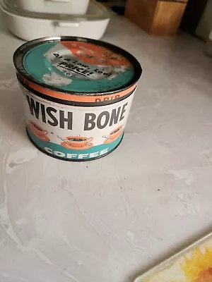 Vintage    Wish  Bone    One  Pound  Coffee  Tin -  St. Louis Mo • $22.95