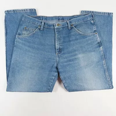 Wrangler Means Jeans Size 38x29 Regular Fit Mid Rise Medium Wash Blue Denim A2 • $21.24