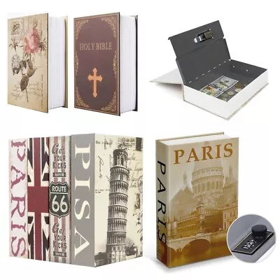 £9.99 • Buy Home Safe Real Book Safe Key Combination Metal Security Money Box 7 Designs