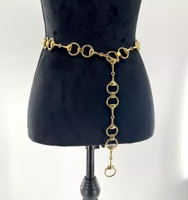 Vintage Gucci Italy Gold Tone Brass Horsebit Belt Chain 1980’s Authentic • $507.84